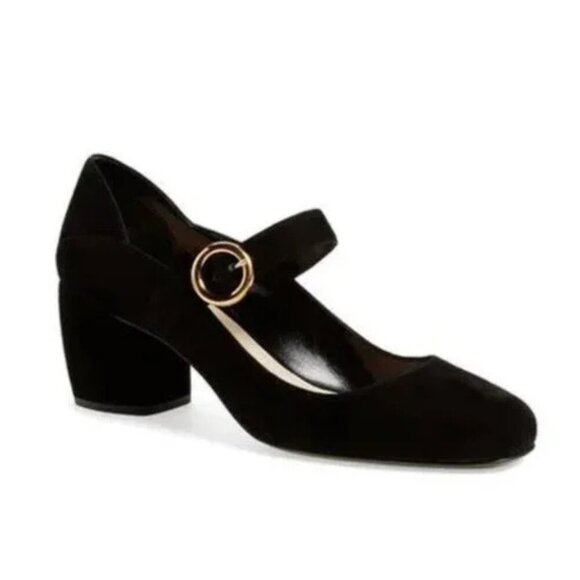 Prada Black Suede Mary-Jane Low Heel Pumps - Picture 1 of 8